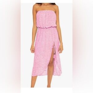 NWT Becca swim, pink strapless coverup, size medium